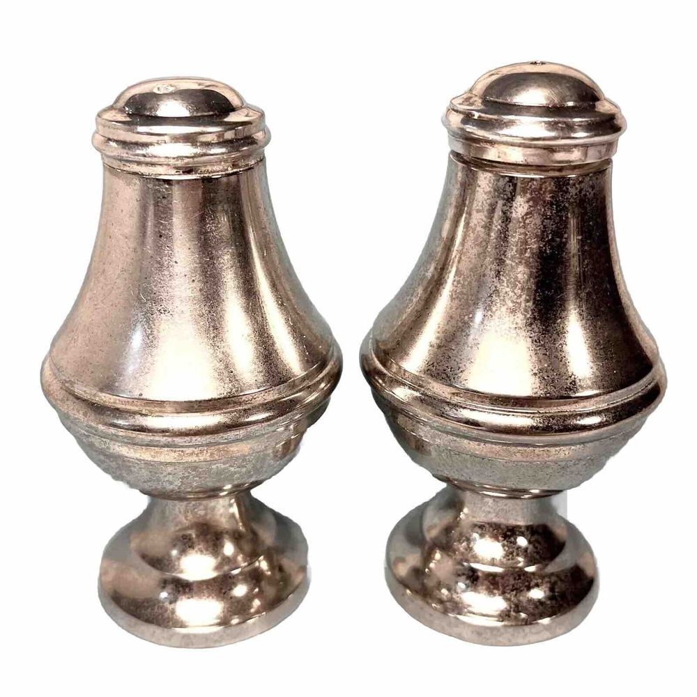 Vintage Art Deco Silver Plate Salt And Pepper Shaker‎ Set 3.75"